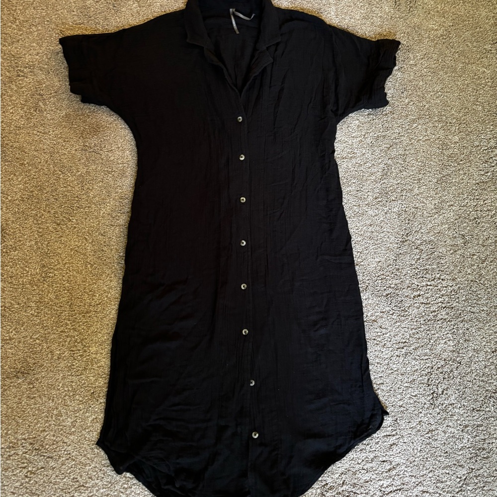 Anthropologie Black Button-Up Shirt Dress or Beach Cover Up